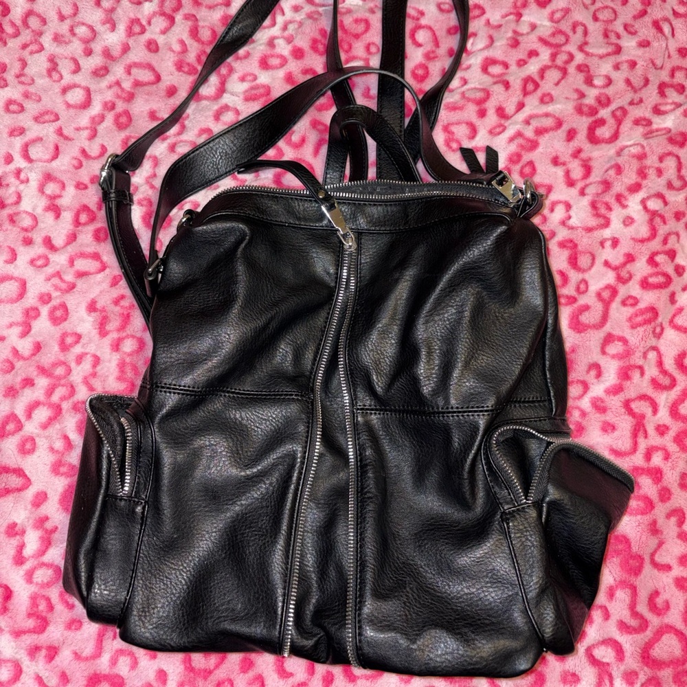 Black Leather Backpack